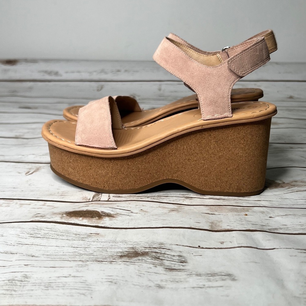Corso Como Platform Wedge Sandals Pink Suede Cork Ankle Strap 8M